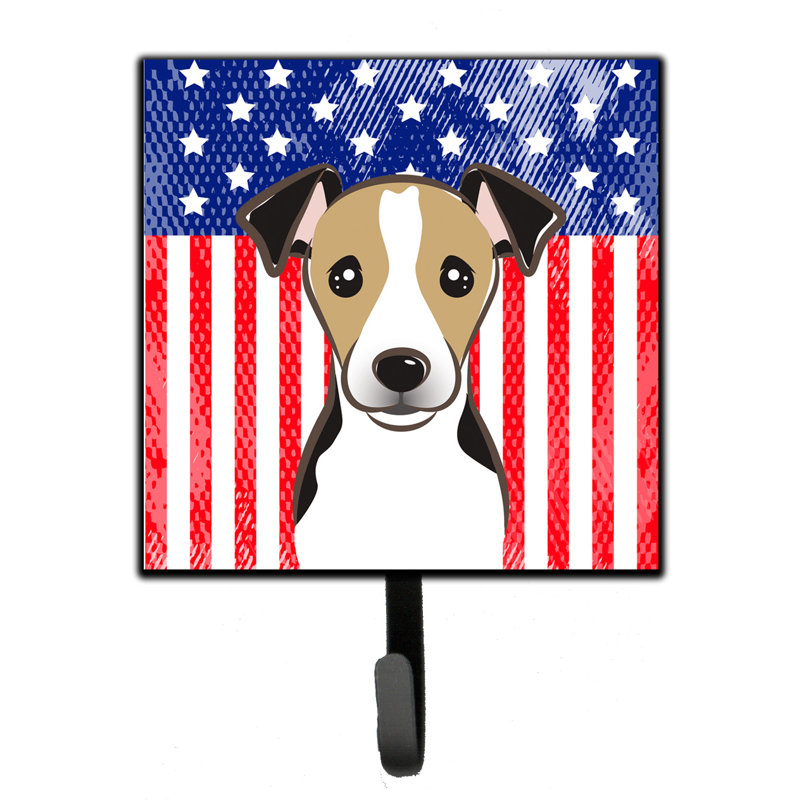 Porte-clés mural Monreal American Flag and Retriever, Bleu / noir / beige, Jack Russell terrier noir