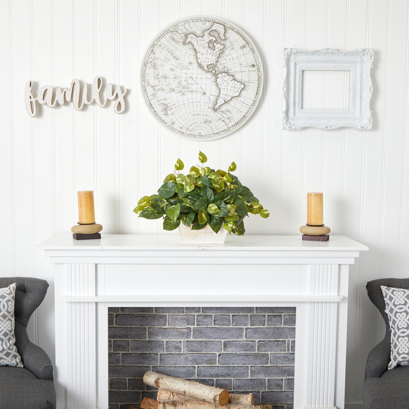 14'' Faux Ivy Plant in Wood Planter