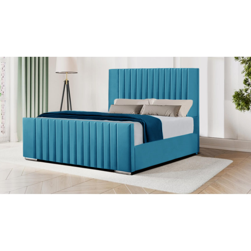 Steve Upholstered Bed, Small Double (4'), Teal