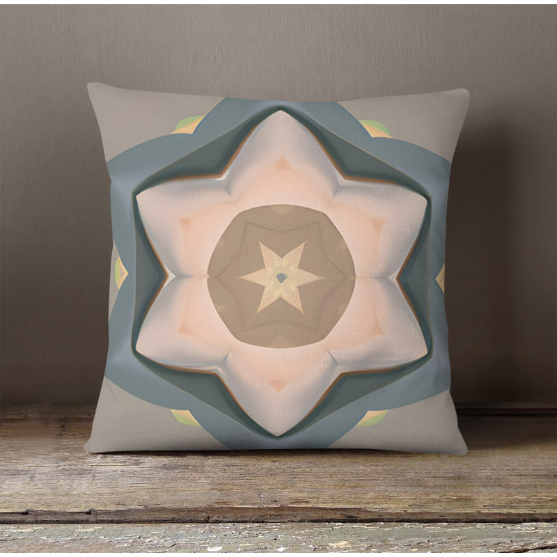 Throw Pillow With Insert, 16"H x 16"W, Blue/Pink Abstract 1
