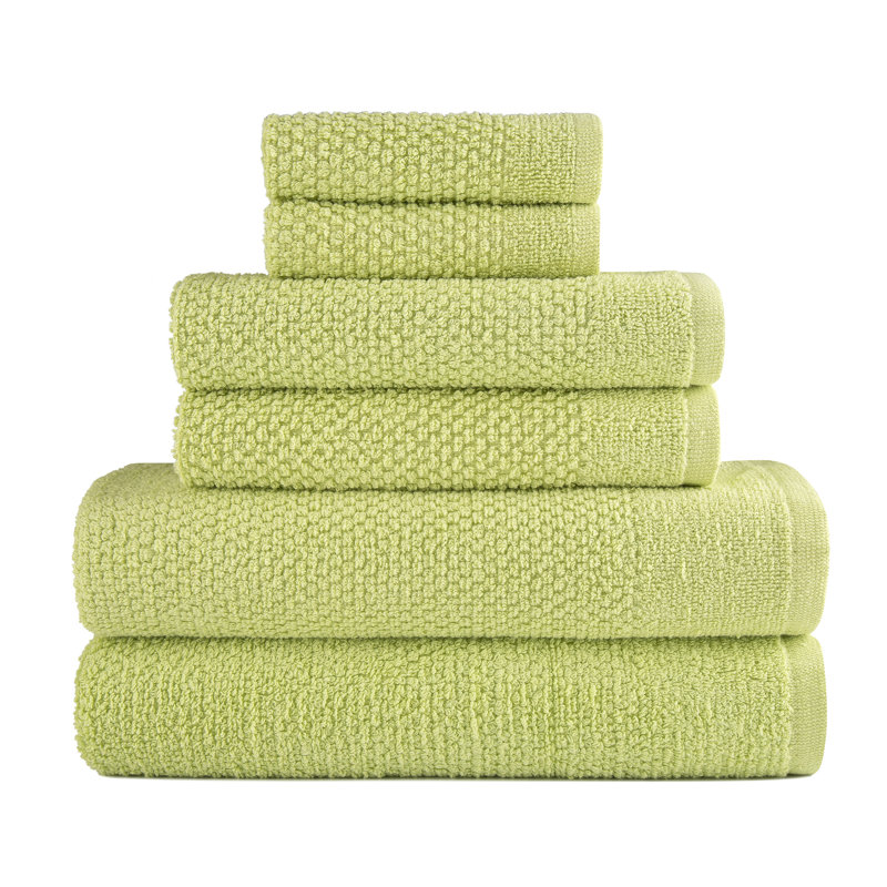 Dan River 6 Piece Popcorn Cotton Bath Towel Set, Spearmint