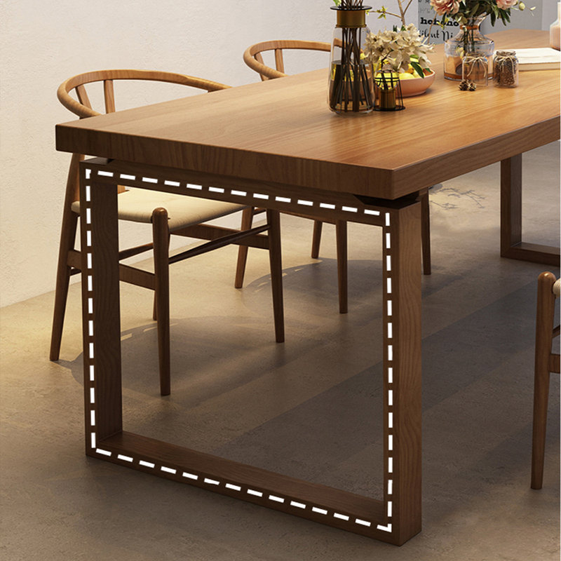 Burlywood Rectangular Solid Wood Dining Table, 29.53"H x 55.12"L x 27.56"W