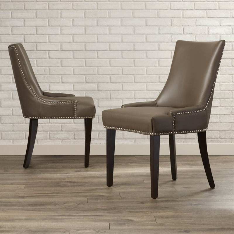 Chaise rembourrée en cuire véritable Cutler