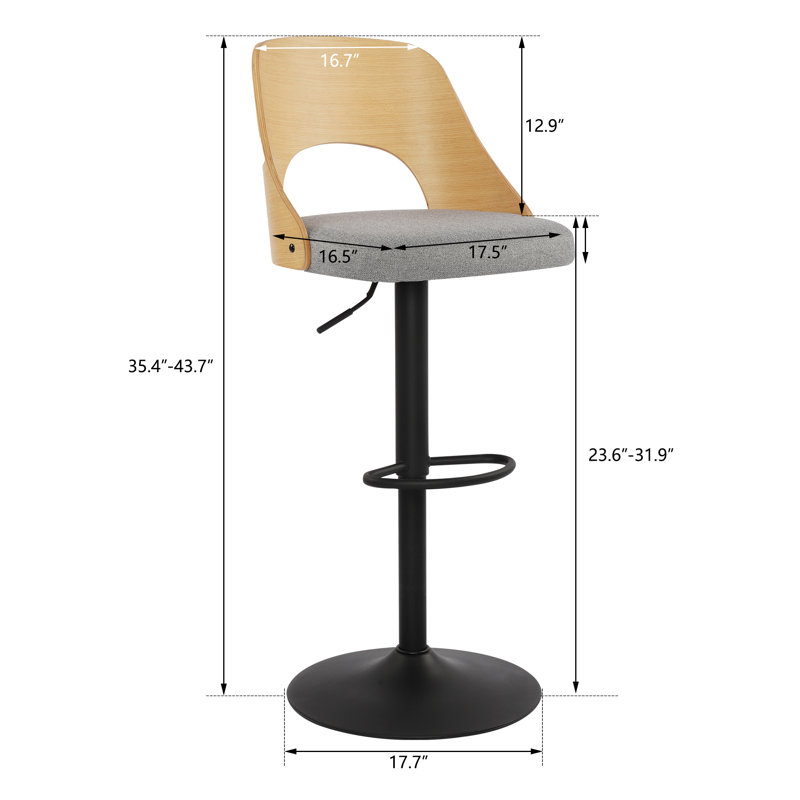 Tabouret Hittel, Gris / naturel / noir