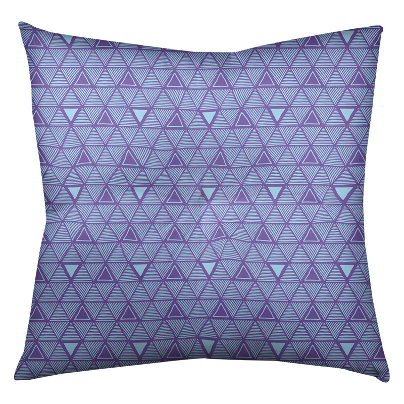 Coussin de sol classique à motif de triangles dessinés à la main, 30 po x 30 po, Mauve/bleu sarcelle