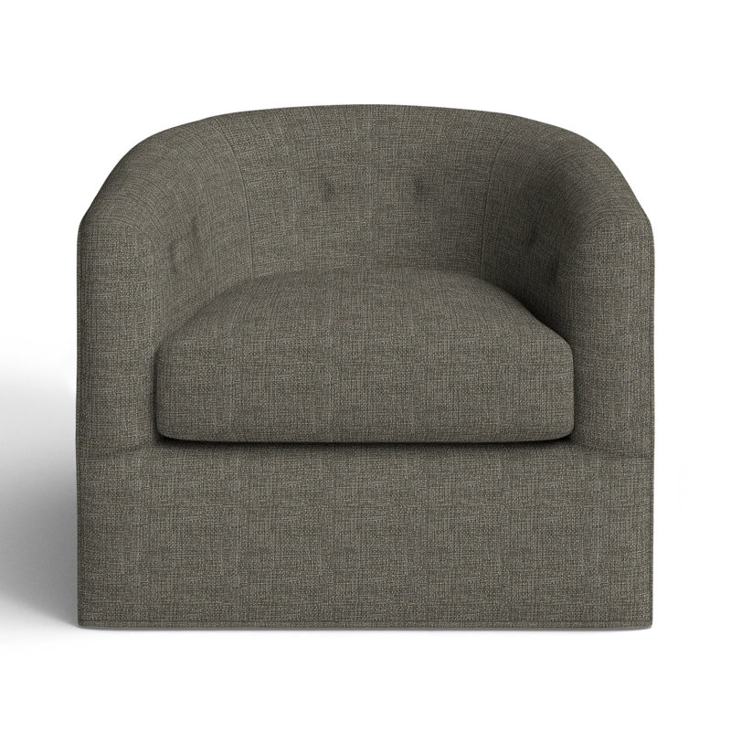 Midori Upholstered Swivel Barrel Chair, Drusky Gray Performance