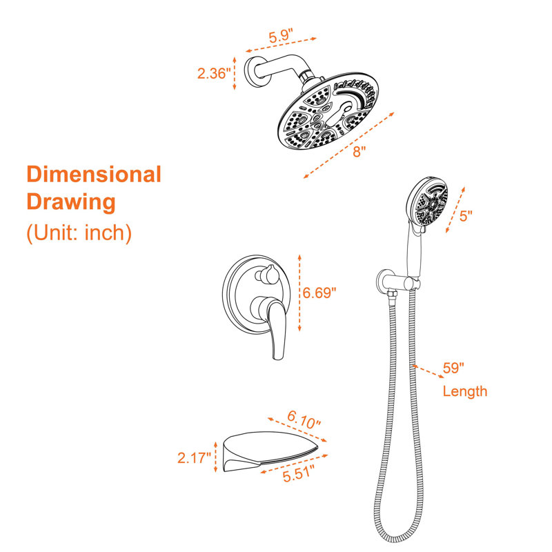 Système de douche avec valve brute, Nickel brossé