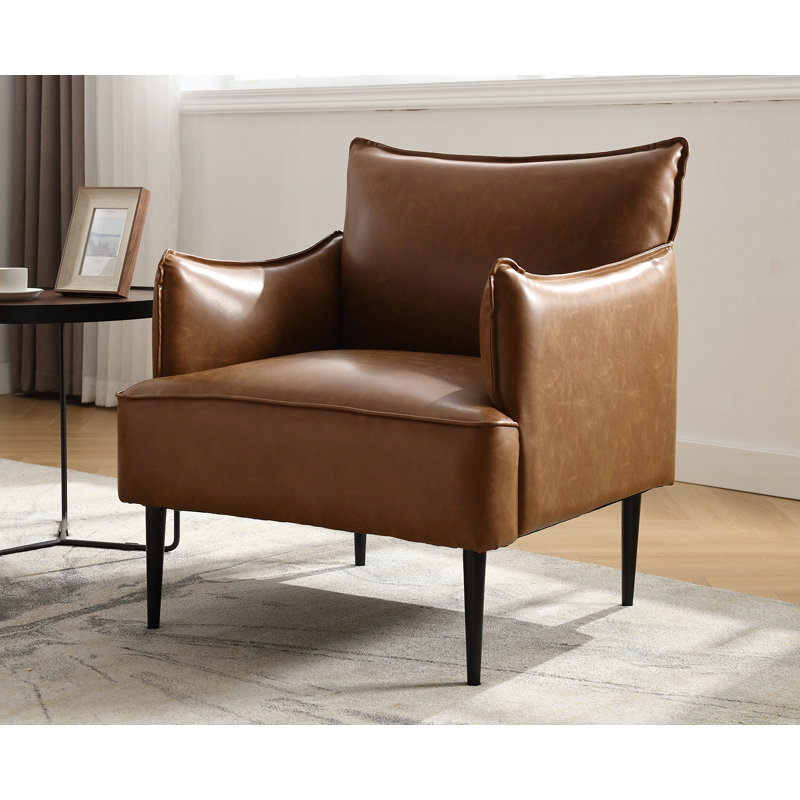 Faux Leather Side Chair, Brown Faux Leather