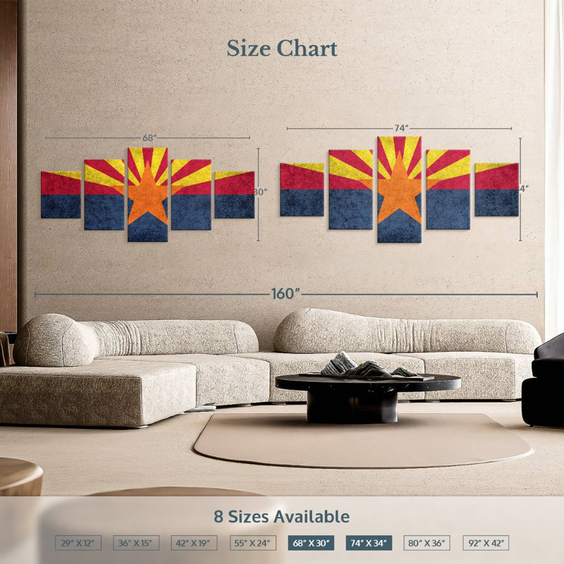 Grunge Arizona Flag, 30" H x 68" W