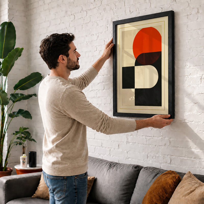 Modernist Geometry Geometric - Framed Print, A3 - 42.0 x 29.7 cm, White