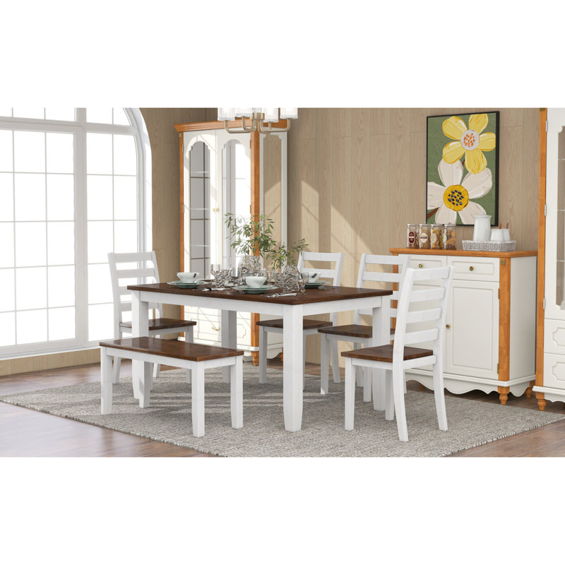 Ensemble de table de salle à manger rustique avec chaises ergonomiques et banc