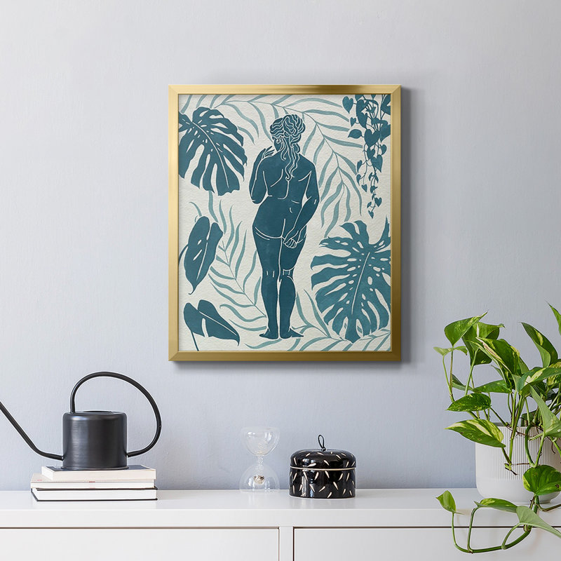 Toile encadrée de qualité supérieure Moon Gazer III - prête à être accrochée, Or, H 24 po x l 20 po