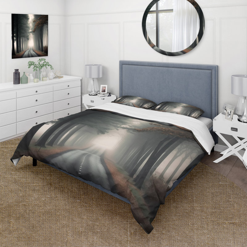 Ensemble de housse de couette en microfibre / polyester Misty Road Through The Forest I