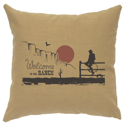 Wooded River Image Pillow - Welcome Ranch - Linen Straw