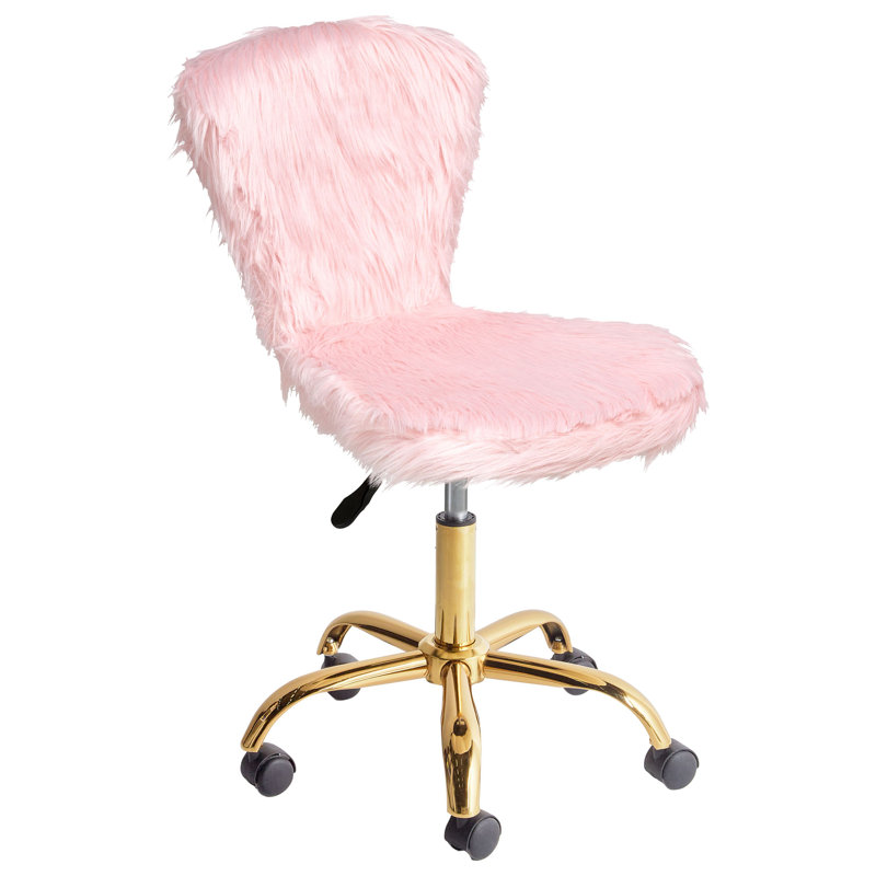 Desk Chair MARGATE Faux Fur, Pink
