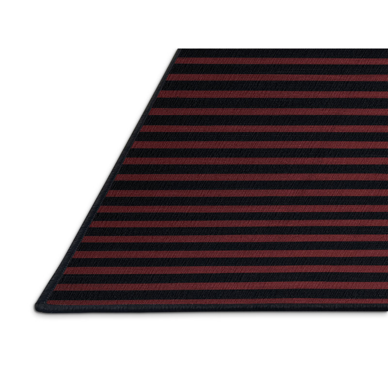 Tapis gris à rayures horizontales lavable à la machine, Carré 4 pi