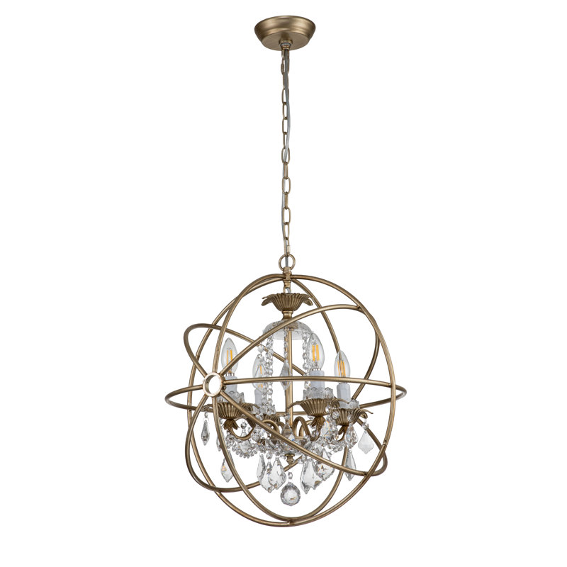 Lustre suspendu 4 lumières Eudora, Champagne or