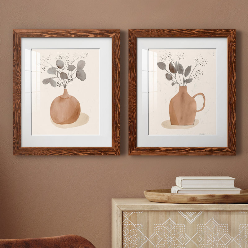 " La Planta I " 2 - Pieces, Maple Framed Paper, 20" H x 17" W x 1" D
