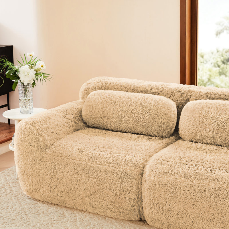 Kaki de 80 po sans siège à 2 sièges modulaire, sans assemblage, mousse 32d haute résilience, avec siège profond, canapé modulaire à base glissante en kaki, éponge à densité, conception, assemblage