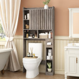 68''H Freestanding Over The Toilet Storage Cabinet with Fluted Door