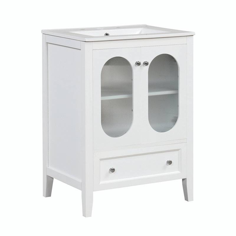Meuble-lavabo simple 24 po avec comptoir en céramique 24 po