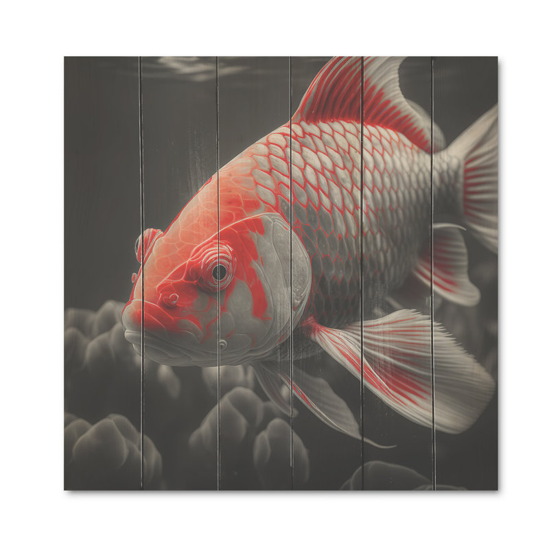 «Black and Red Tropical Fish I», reproduction sur toile, H 36 po x l 36 po x P 1,5 po, Bois