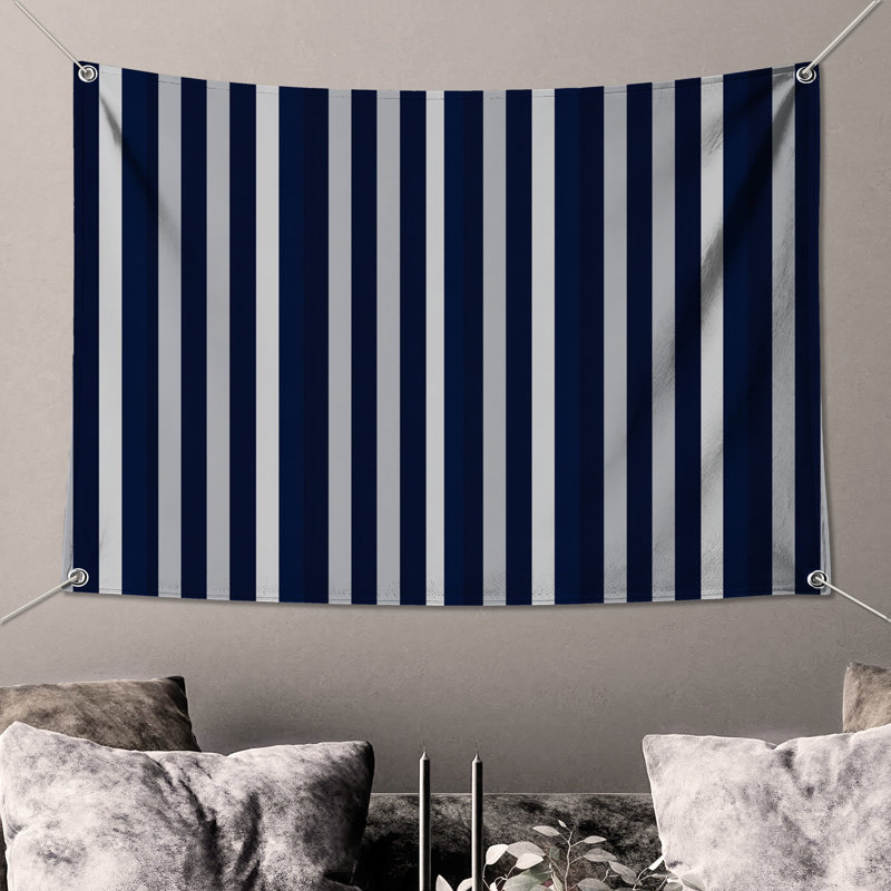 Blue Stripes Wall Tapestry -  Pattern Wall Decor, 50in H x60in W with 4 Grommets