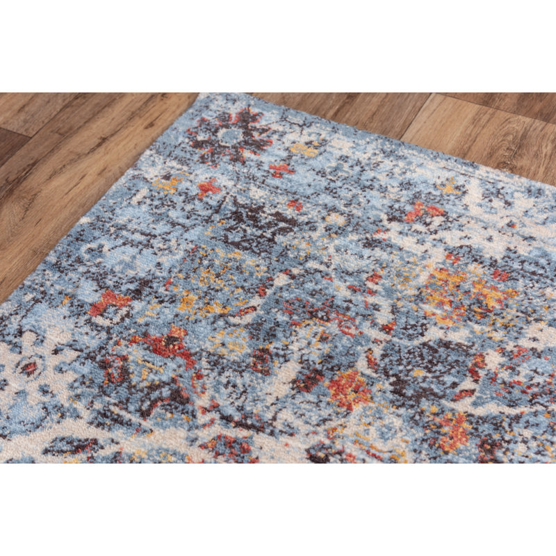 Tapis bleu / beige en laine Maratea, Rectangle 8 pi x 10 pi