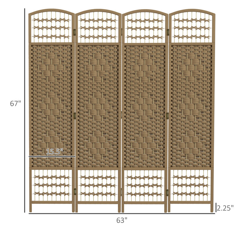 5.6' Room Privacy Wall, 4 Panel Wave Fiber Screen, Natural Elegance For Office Screen , Divider, Aesthetic Home
