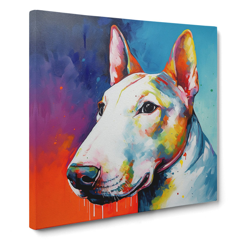 English Bull Terrier Color Field No.1 - Wrapped Canvas, 50cm H x 50cm W x 3cm D
