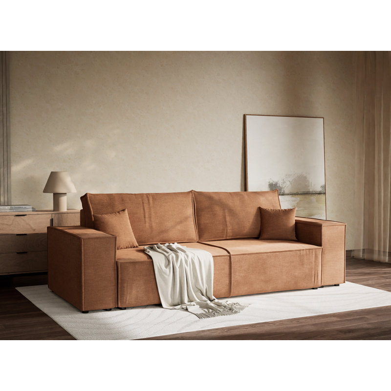 3 Seater Reclining Sofa, Light Brown Polyester/Chenille
