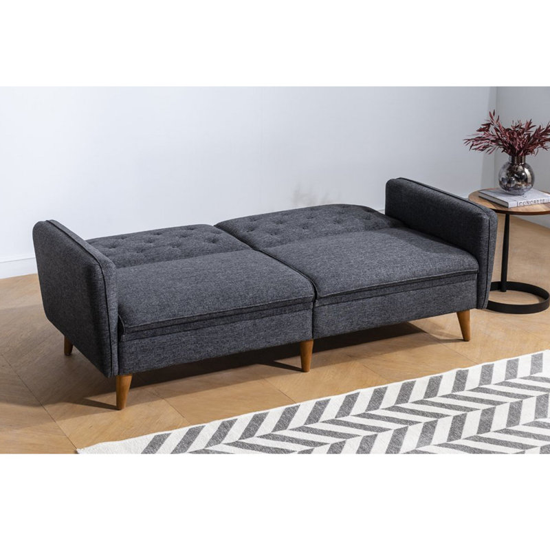 Samy 79.5" Upholstered Sofa, Dark Gray 100% Linen