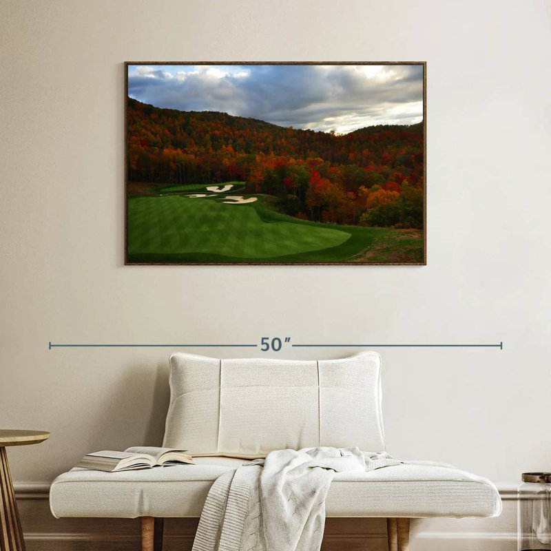 Parcours de golf d'automne, Cadre flottant en noyer, 40 po x 27 po