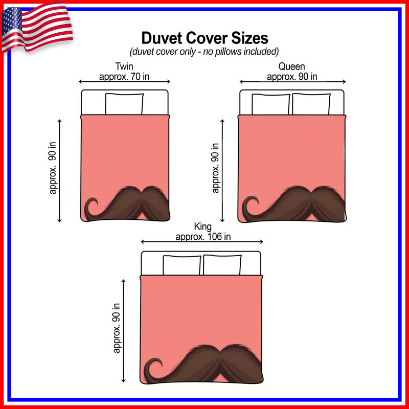 Housses de couette brun avec moustache frisée, Queen