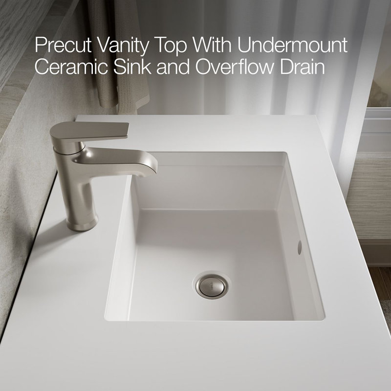 Seer 24" Freestanding Single Bathroom Vanity Cabinet with Sink and Quartz Top, White, 24"