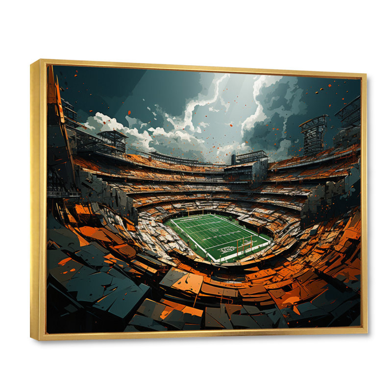 «Green Football Abstract Stadium», reproduction sur toile, H 16 po x l 32 po, Cadre flottant doré