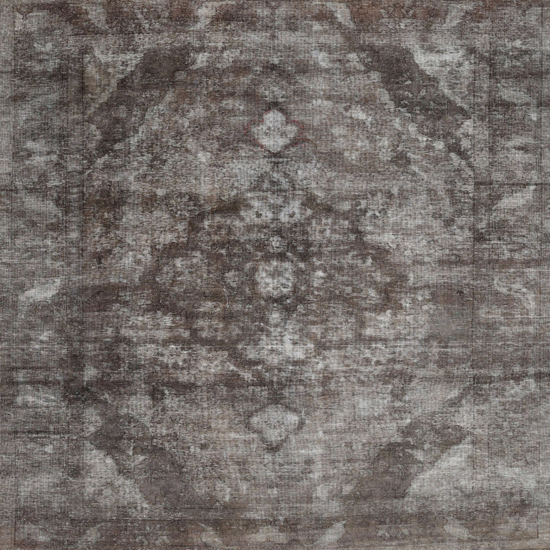 Tapis gris/zone noire contemporaine, Carré 5 pi