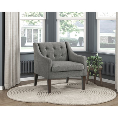 Fauteuil d'appoint de salon, fabrication en contreplaqué, housse en tissu à boutons, coussin en mousse haute, pieds en bois d'hévéa amovibles, support d'une chaise à la mode de 300 lb pour la décoration intérieure, cadre,