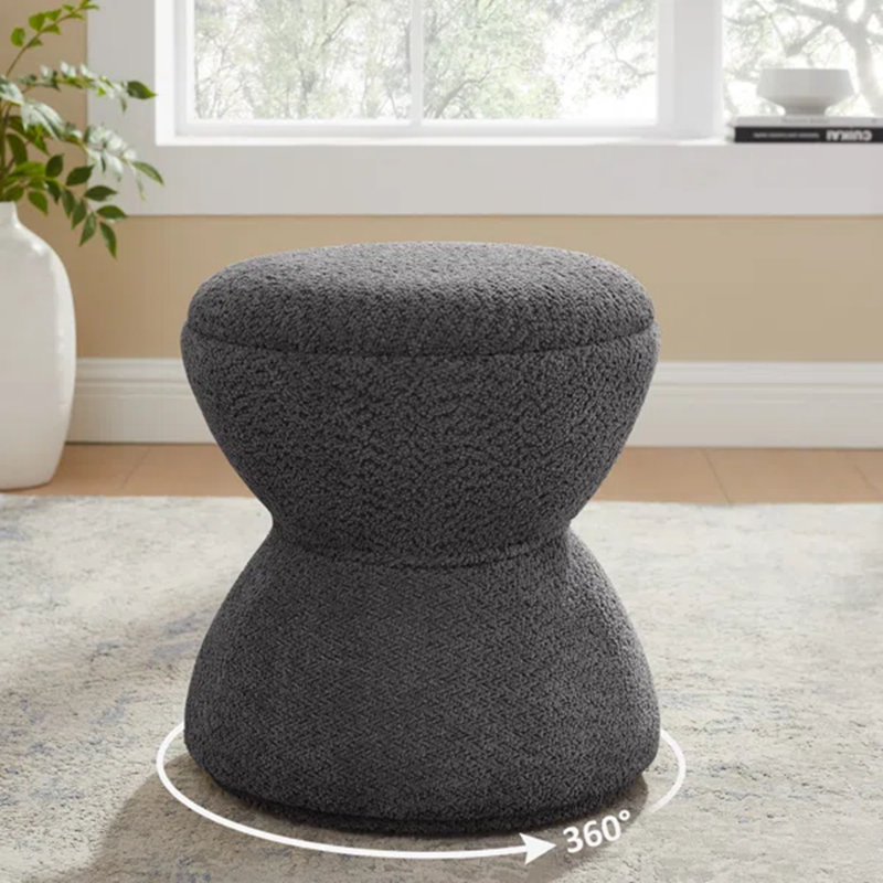 Kadezha Upholstered Swivel Ottoman, Gray