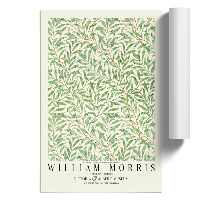 Willow Bough with Border by William Morris - Wall Art, 42cm H x 30cm W x 0.1cm D