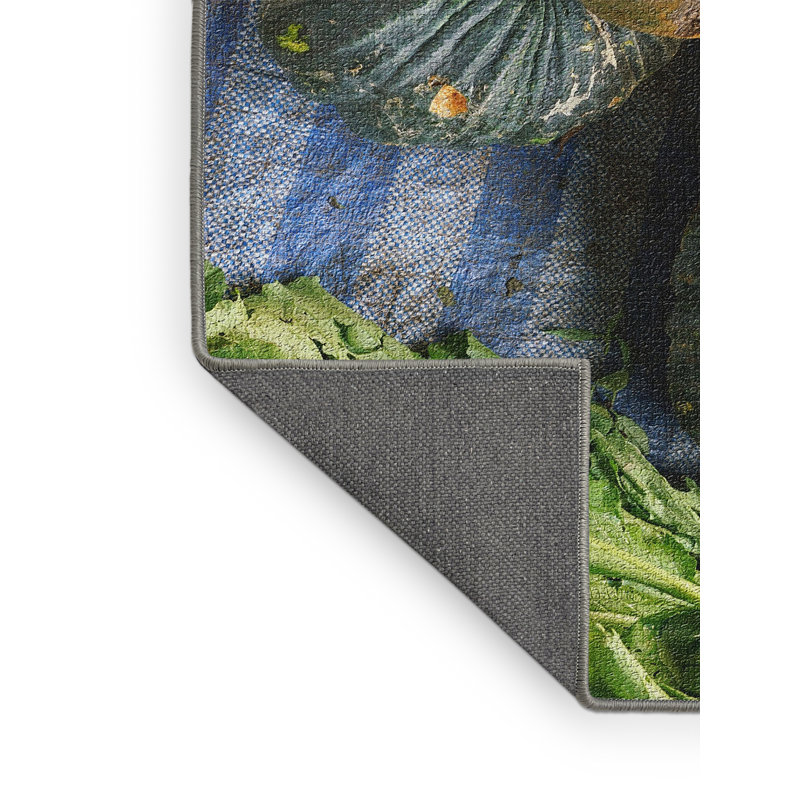 Tapis de la surface verte en coton citrouille, Rectangle 3 pi x 5 pi
