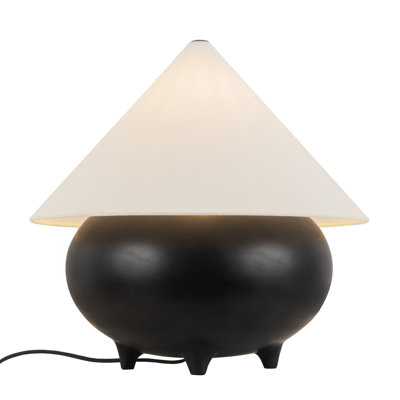 Rowan 17-in Matte Black Table Lamp with White Linen Shade