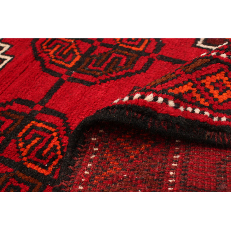 Tapis décoratif en laine de conception unique noué à la main new age esari rouge/noir 3 pi 7 po x 6 pi