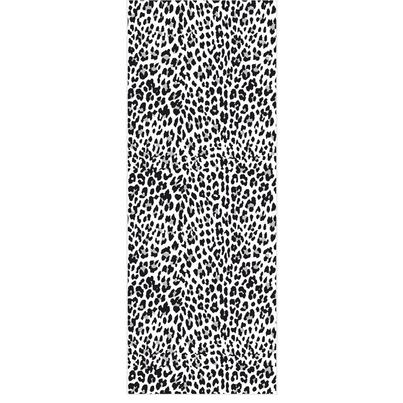 Kaira Soft Non-Slip Indoor Leopard Rug, Runner 1'10.5" x 45', Snow Leopard