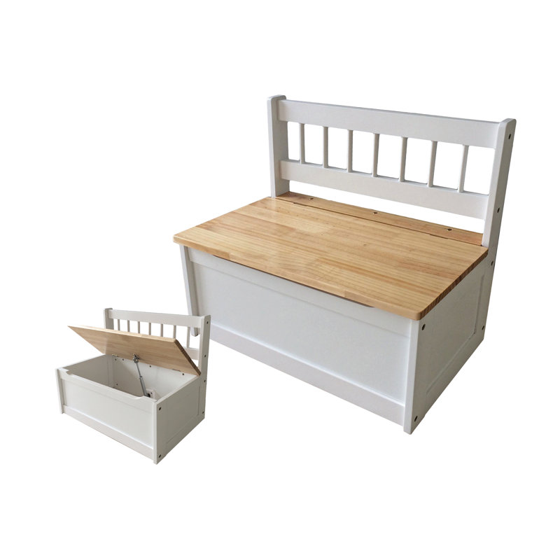 Elliott Wooden Bench With Storage Space, White/Beige