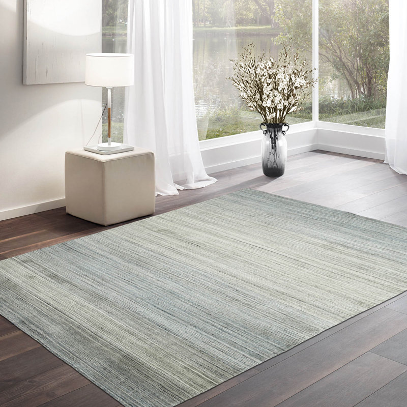 Rameesa One-of-a-Kind 6'5" X 9'3" Wool Area Rug in Gray, Rectangle 6'5" x 9'3"