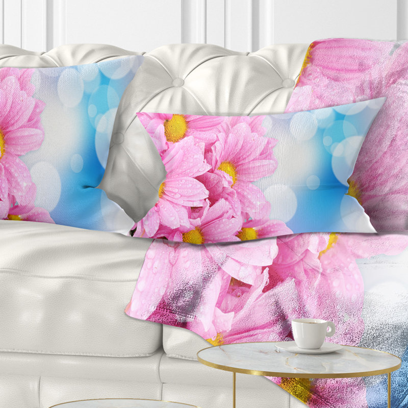 Bouquet de fleurs - Coussin décoratif à imprimé floral, Rose foncé