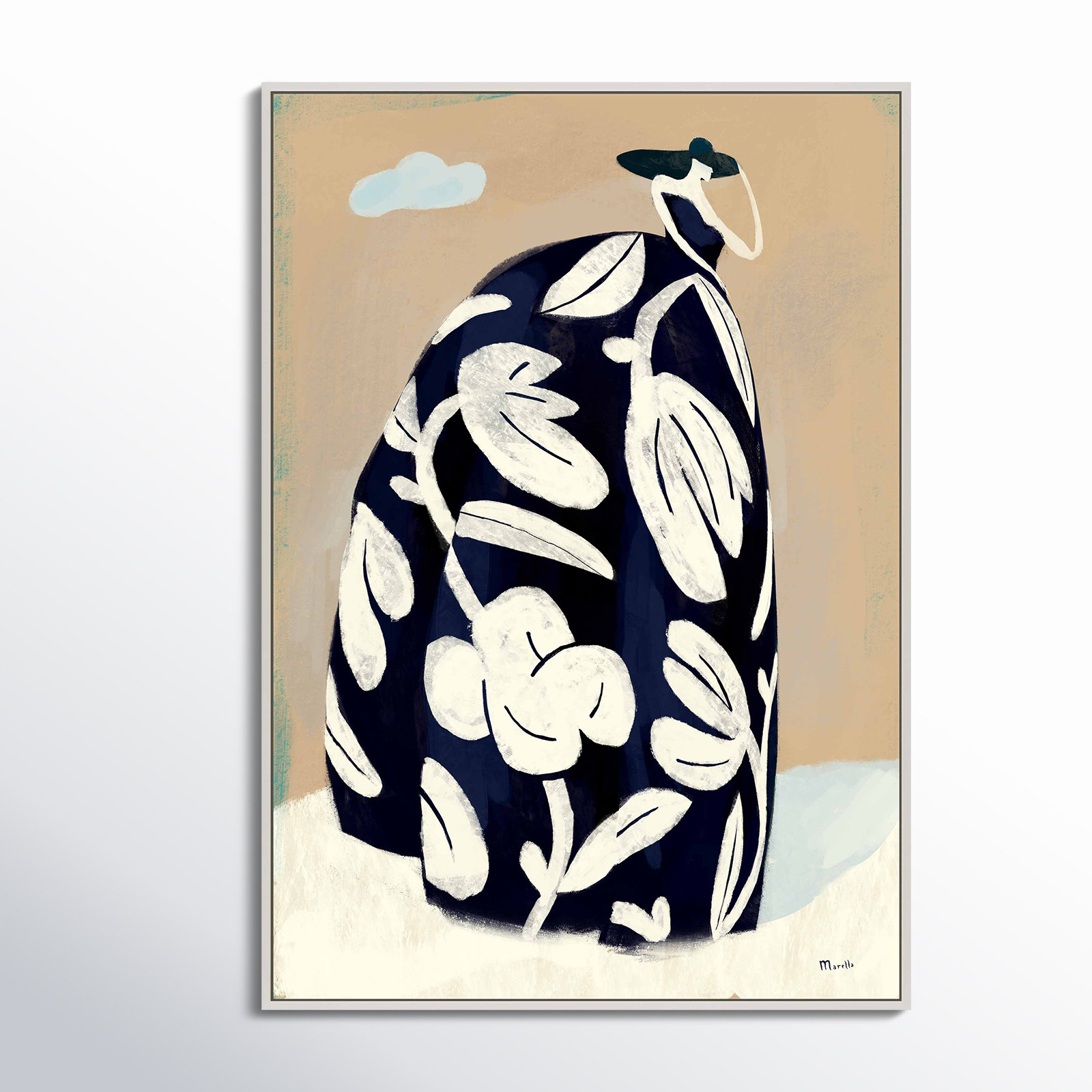 Black Dress Print by Marco Marella, White Canvas Framed, 20" H x 14" W x 1.25" D