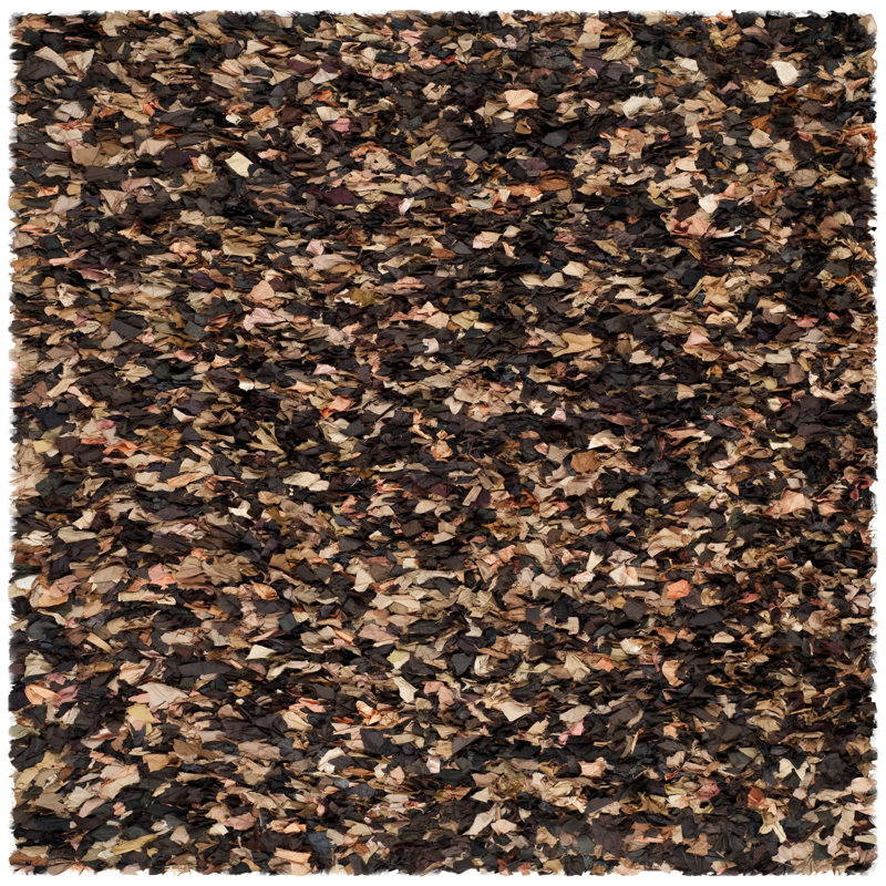 Tapis brun à poils longs Godsey, Carré 6 pi