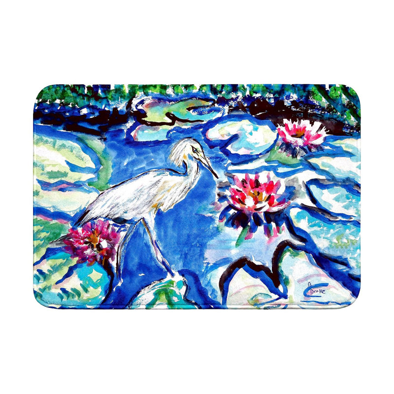Tapis de bain Heron & Waterlilies, Simple - L 24 po x l 36 po